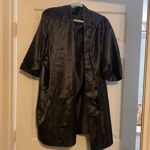 Sexy black silk robe